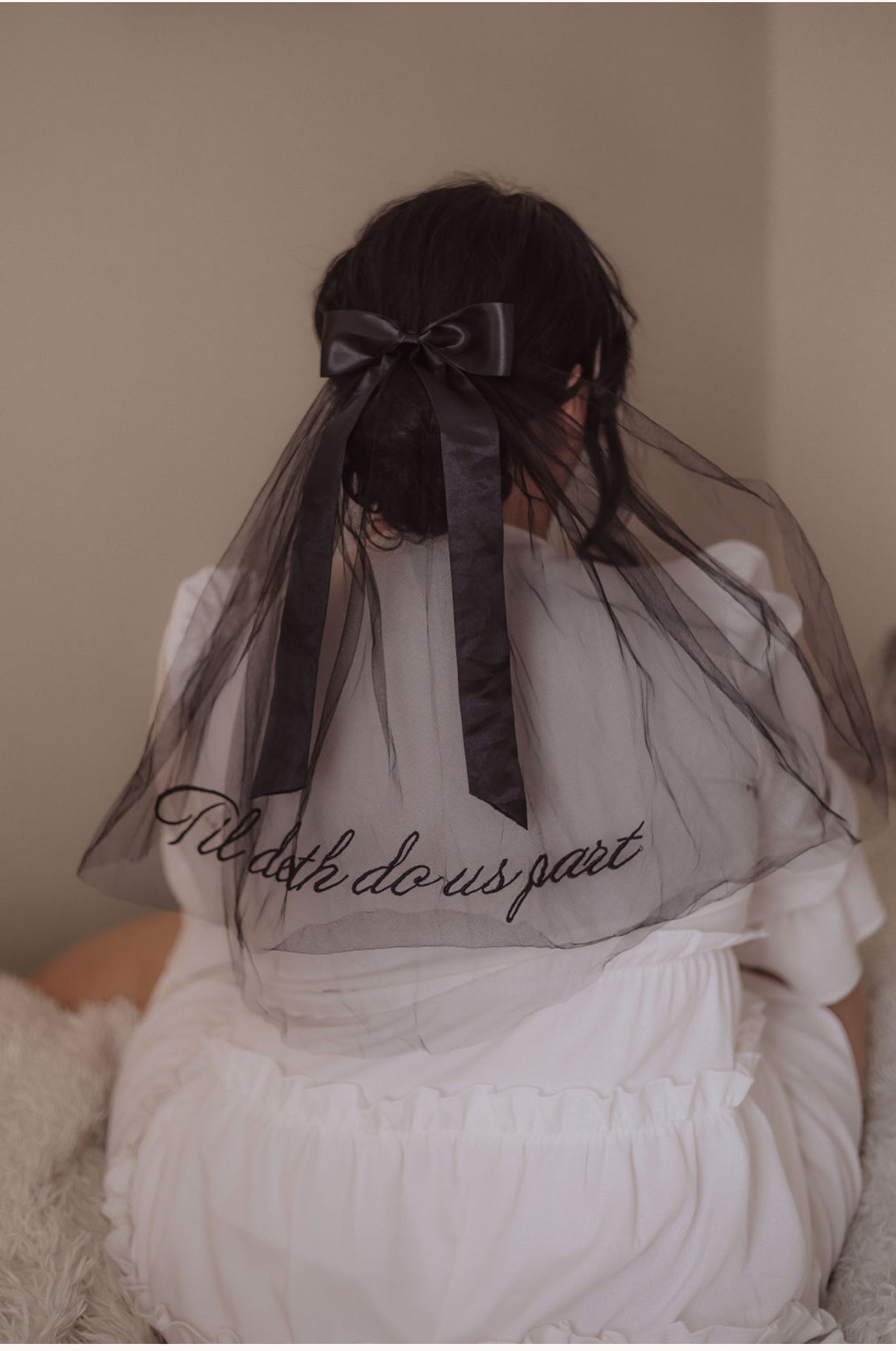 Til Death Do Us Part’ Embroidered Veil - Black