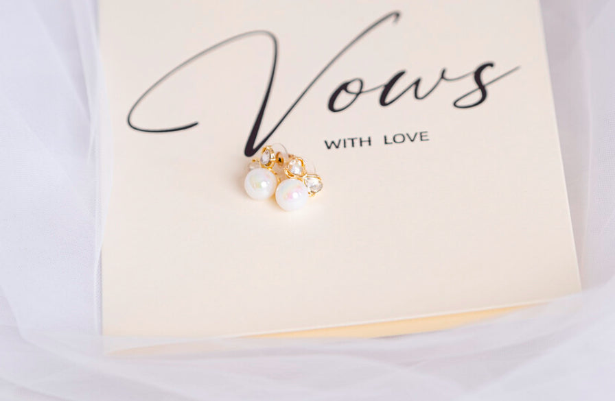 Gold Bow & Pearl Earrings